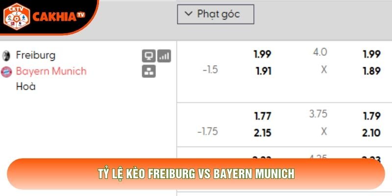 Tỷ lệ kèo Freiburg vs Bayern Munich