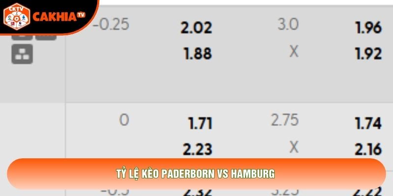 Tỷ lệ kèo Paderborn vs Hamburg